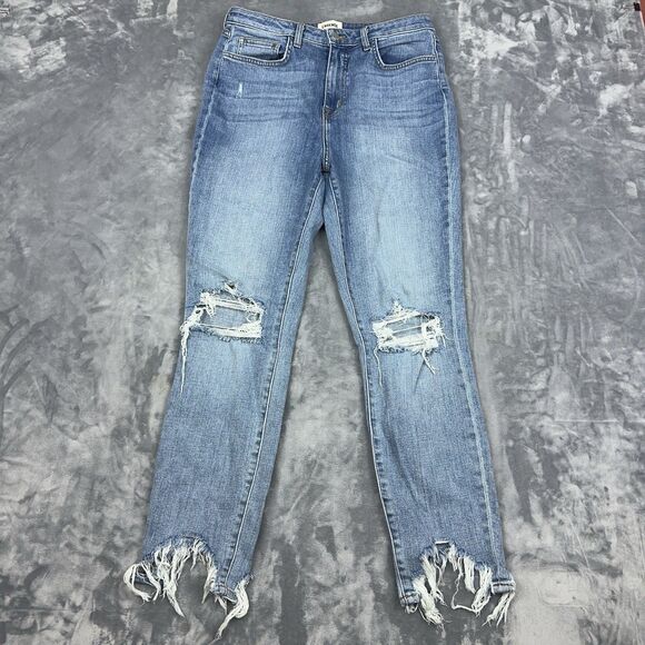 L'AGENCE Jeans Womens Size 30 Blue High Line Skinny High Rise Distressed Grunge - Picture 1 of 12